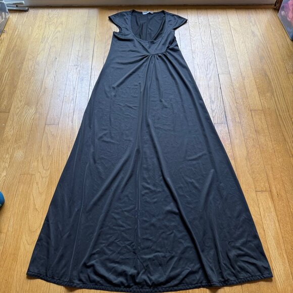 Vintage John Kloss For Cira Size S Black Cap Sleeve Scoop Neck Maxi Nightgown - Picture 9 of 14